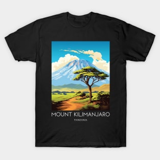 A Pop Art Travel Print of Mount Kilimanjaro - Tanzania T-Shirt